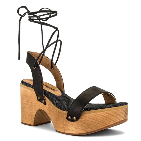 Free People Black Aurora Wrap Leather Clog Size 8 - Picture 4 of 7